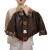 Chaqueta de Otoño para Niños 2026 Nueva Moda Versátil Chaqueta de Cuero Estilo Coreano para Niñas Casual Linda Muñeca Abrigo de Cuadros