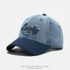Gorra de béisbol de mezclilla bicolor para niños de 1 a 3 años, gorra con visera bordada con letras para primavera y otoño para niños y niñas