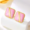 Brincos Quadrados Pintados com Gota de Óleo de Design de Nicho Coreano 2025 Novos Brincos da Moda Brincos Simples Femininos Atacado