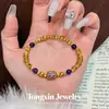 Pulseira Espiral de Ametista Banhada a Ouro Estilo Antigo com Toque Luxuoso, Pulseira em Camadas Escovada Cor Dourada, Pulseira de Luxo Leve para Mulheres