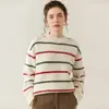 Suéter de Cachemira para Bebé Pequeño Otoño e Invierno Estilo Nuevo Cuello Redondo Engrosado Patrón Colorido Bloqueo de Color Holgado Moda Suéter de Punto Capa Base