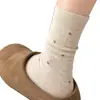 Calcetines florales estilo MIU de principios de otoño, para mujer, en un estilo retro coreano, de longitud media hasta la pantorrilla, versátiles, amigables con la piel y con una sensación de alta gama, con un diseño de volantes