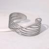 Pulseira geométrica de linha cruzada de moda europeia e americana simples versátil vento frio não desbota aço inoxidável pulseira aberta para mulheres