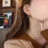Pendientes de Piedra Ojo de Tigre con Forma de Corazón y Patrón de Ola para Mujer, Pendientes de Moda Lujo Ligero Otoño e Invierno, Pendientes de Nicho