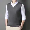Chaleco de lana más vendido de Amazon, camiseta base de punto tipo jersey, chaleco sin mangas de cuello en V de color liso, artículo popular de exportación transfronteriza