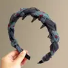 Diadema con Diseño de Corona Alta para Hacer que el Rostro Parezca Más Pequeño, Lujo Ligero, Antideslizante, Tejido, Patrón de Cuadros y Lunares, Sensación de Alta Gama para Adultos y Mujeres Jóvenes