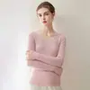 Tejido de cachemira 100% puro Consinee para mujer, top ajustado de canalé con cuello en V para usar en capas