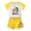 Wang wang equipe infantil de manga curta terno de verão ocidental estilo novo meninos shorts moda de duas peças um atacado
