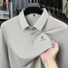 Nova camisa polo outonal de manga comprida, sem costura, econômica, camiseta casual masculina de negócios, gola, toque sedoso suave, vestuário da moda