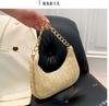 2025 Bolso de Playa Pequeño Fresco Transfronterizo Más Fácil de Combinar Bolso Tejido para el Hombro Bolso de Mano de Moda Bolso de Paja para Mujer