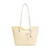Bolso Tote de Color Sólido con Patrón de Tejido Transfronterizo para Mujer 2026 con Colgante de PU, Moderno, Retro, Gran Capacidad, para Viaje Diario, de Hombro Único, debajo del Brazo