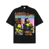Camiseta Blanca de Manga Corta Estilo Streetwear Americano Stewell Saint para Hombres y Mujeres con Escote Pequeño, Algodón Puro de Peso Pesado