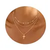 Collar de Cruz de Perlas Nuevo Europeo y Americano Lujo Accesible Diseño Simple Elegante Collar Versátil Material Cobre Estilo Mujeres