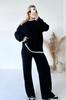 Suéter Casual Solto Conjunto de Duas Peças Feminino Tricô Outono