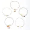 Set de Pulseras de Pareja Estilo Vacaciones Transfronterizo, Pulseras de Estrella de Mar y Concha, Pulseras Apilables de Perlas Estilo Bohemio
