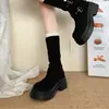 Botas estilo Martin, solado grosso, forradas com fleece, para mulheres, nova coleção de inverno 2026, estilo cowboy ocidental, efeito emagrecedor, botas curtas para mulheres