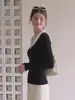 Suéter de blocos de cor para mulheres, novo estilo outono/inverno, pode ser usado como camada interna ou externa, corte justo e faz você parecer mais magra