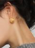Brincos de Cesta Redondos Esféricos Dourados Tecidos Vazados Coração Estilo Francês Preguiçoso Retrô Canção Coreana Song Hye Kyo Elegante Simples