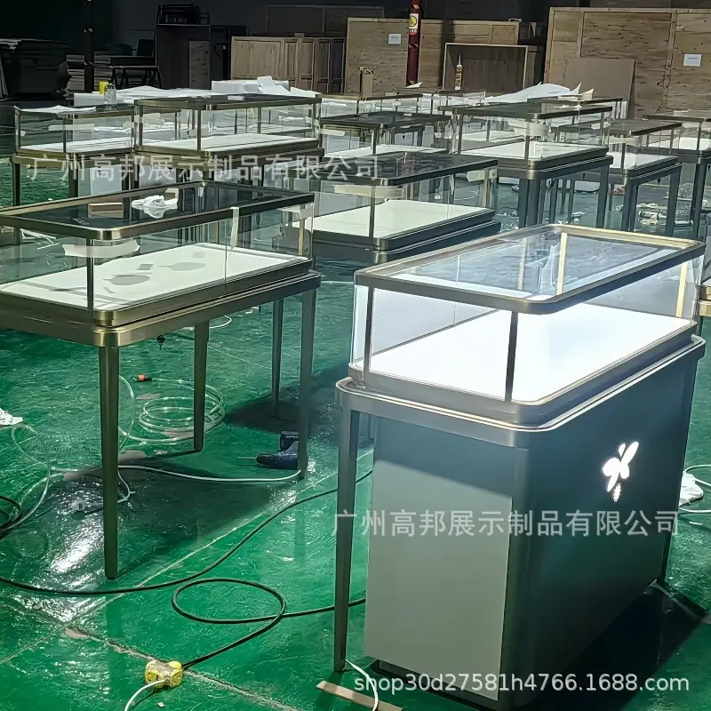 珠宝展柜玻璃柜黄金柜台中岛展示珠宝玻璃展示柜文物金银展柜定制