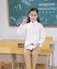 Camisa blanca pura para niños niños con algodón de terciopelo camisa cálida manga larga estudiantes de primaria y secundaria ropa escolar al por mayor