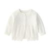 Suéter para bebé de primavera y otoño, cárdigan tejido dulce para niña, chaqueta más fácil de combinar, color sólido, estilo occidental, ropa para recién nacido