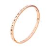Pulseira Elegante Estilo Coreano com Numerais Romanos Cravejados em Diamante Aço de Titânio Cor Ouro Rosa Pulseira Aberta Fashionável de Aço Inoxidável para Mulheres