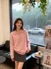 Suéter Mullido Rosa Versátil con Cuello Polo de Mohair 2026 para Mujer, Nuevo Top de Punto Holgado Otoño/Invierno