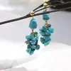 Aretes de Tachuela con Colgante de Racimo de Turquesa Bohemio