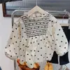 Camisa Feminina para Primavera e Outono, Nova Camisa de Outono com Estampa de Coração para Crianças, Camisa Estilosa de Manga Longa Estilo Boneca para Bebês Meninas
