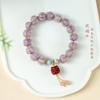 [Jiushi] Pulsera de mujer con cuentas de loto esmaltadas originales, estilo nacional, colgante con personalidad de león cinabrio, pulsera de esmalte púrpura