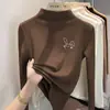 Ropa interior térmica para niñas de otoño e invierno, camiseta térmica de forro polar de doble cara, camiseta de manga larga, camisa de otoño de cuello semi-alto para niñas pequeñas