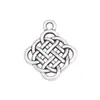 Colgante de aleación de plata antigua con patrón geométrico y floral para collar DIY, colgante de flor pequeña tejida hueca