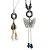Nuevo Collar de Borlas de Mariposa Estilo Étnico Retro Estilo Chino, Collar Largo Exótico Estilo Vintage para Ropa, Cadena para Suéter