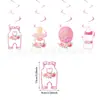 Conjunto de Decoração para Batismo de Bebê Rosa Azul Bandeira Floral Fundo para Fotos Festa de Boas-Vindas para Recém-Nascido
