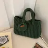 Bolsa tecida à mão bolsa tote casual fio de algodão palha trançada bolsa de ombro única nova bolsa para celular bolsa de axila coreana retrô mulheres