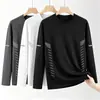 [Destacado] Camiseta Fina de Manga Larga de Otoño para Hombre, Elástica, de Secado Rápido, Corte Holgado, Trendy Casual Cuello Redondo Camiseta Básica