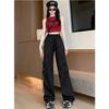 Calça Cargo Estilo Dopamina Retrô Americana Unissex Verão Nova Moda Casual Tendência Coreana Calça Longa Esportiva