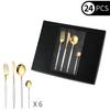 Amazon acero inoxidable vajilla portuguesa 24 piezas transfronteriza hotel vajilla occidental caja de ventana negra cuchillo y tenedor para carne