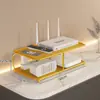 Suporte de armazenamento para roteador WiFi, decodificador de TV, controle remoto, tomada e organizador de cabos para mesa e bancada
