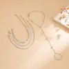 Pulsera de Dedo Minimalista Fina con Cadena Apilable Estilo Europeo y Americano para Mujer, Joyería de Mano Minimalista Ins de Múltiples Capas con Cadena Hueso de Serpiente Microincrustada