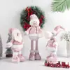 Cross-border novo retrátil velho boneco de neve boneca rosa lantejoulas boneca natal ornamentos decorativos de janela