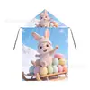 Capa con Capucha Estampado de Conejito Lindo para Fiesta de Pascua Europea y Americana, Hecha a Medida de Fábrica, con Cordón