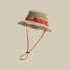 Chapéu de Pescador Retrô com Color-Blocking Estilo Japonês para Homens e Mulheres, Chapéu de Verão para Acampamento e Caminhada ao Ar Livre, Chapéu de Sol com Aba Larga, Chapéu de Proteção Solar