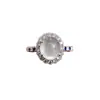 Anel Oval Pequeno Cabochão Antigo Banhado a Prata Pit Antiga de Gelo Alto Casca de Ovo Branca Suporte de Anel Aberto Elegante Moda Venda Direta de Fábrica