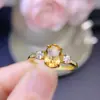 Anillo de Citrino Amarillo Natural con una Piedra Suelta Completamente Limpia de 6*8mm, Hecho de Plata de Ley 925 Chapada en Oro de 18K