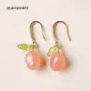 Brincos de Ágata Yanyuan Natural Ruyi, Fivela da Paz Estilo Antigo, Brincos Novo Estilo Chinês, Brincos Estilo Nacional, Ganchos para Orelha Flor de Rosa
