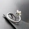 Nafoge Joyería de Plata al por Mayor Set de Plata de Ley 925 con Anillo de Concha Natural Anillo Abierto de Plata de Ley Anillo de Pétalo para Mujeres