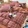 Juego de cuatro piezas de ropa de cama de algodón cepillado grueso de dibujos animados, funda de edredón de algodón puro nuevo para otoño e invierno 2026, sábana, juego de tres piezas para dormitorio
