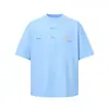 Camiseta de Algodón Puro con Estampado de Letras para Hombre, Manga Corta, Marca Trendy de Verano Ins Europea y Americana, Cuello Redondo, Estilo Casual Holgado, Manga Media