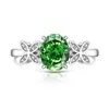 Transmisión en Vivo Más Vendido Anillo Huevo de Paloma Cortado Flor de Hielo de Piedra Preciosa de Color para Mujer Incrustado con Diamante de Alto Carbono Anillo de Mariposa Fabricante Dropshipping